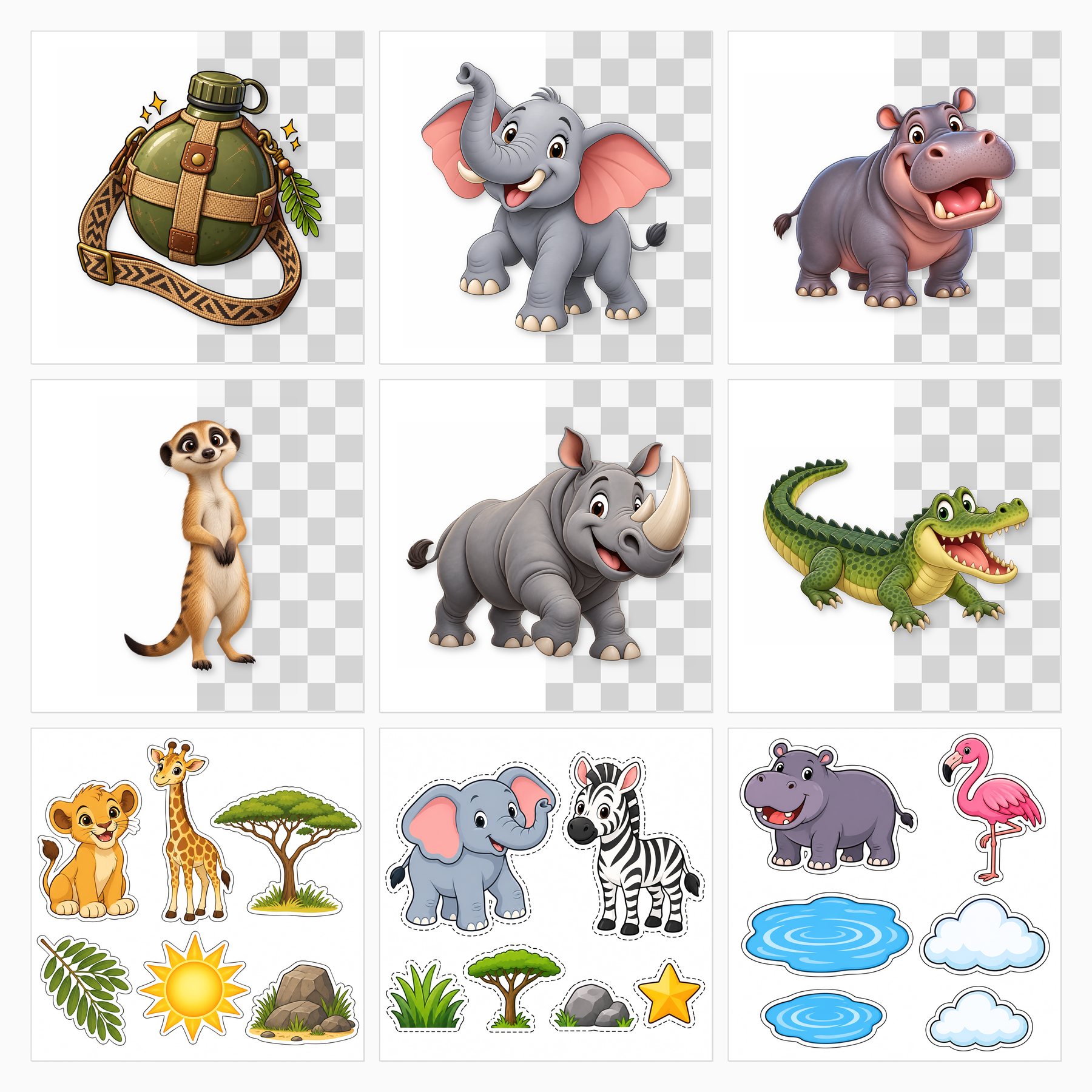 Safari Infantil Comic — 80 Papers, Cliparts & Die-Cuts preview 4