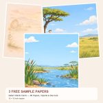 Free Safari Infantil Comic — 80 Papers, Cliparts & Die-Cuts – 3 square Paper Samples preview