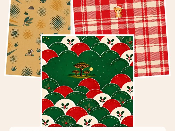 Free Safari Comic Christmas — 80 Papers, Cliparts & Die-Cuts – 3 square Paper Samples