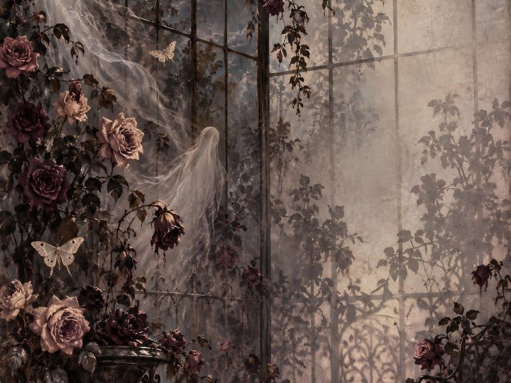 Digital Victorian Ghost Garden Halloween