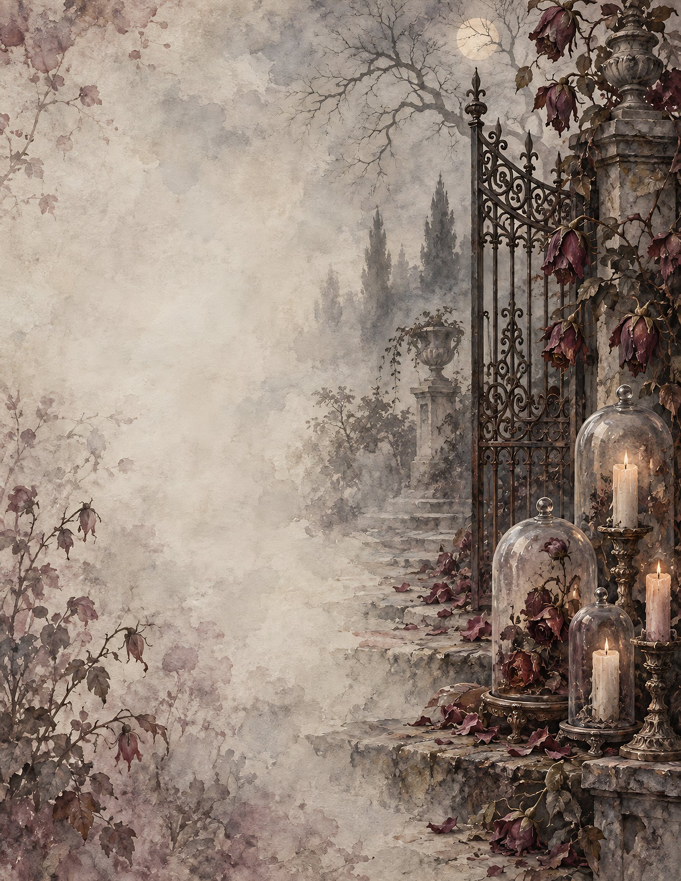 Digital Victorian Ghost Garden Halloween preview 2