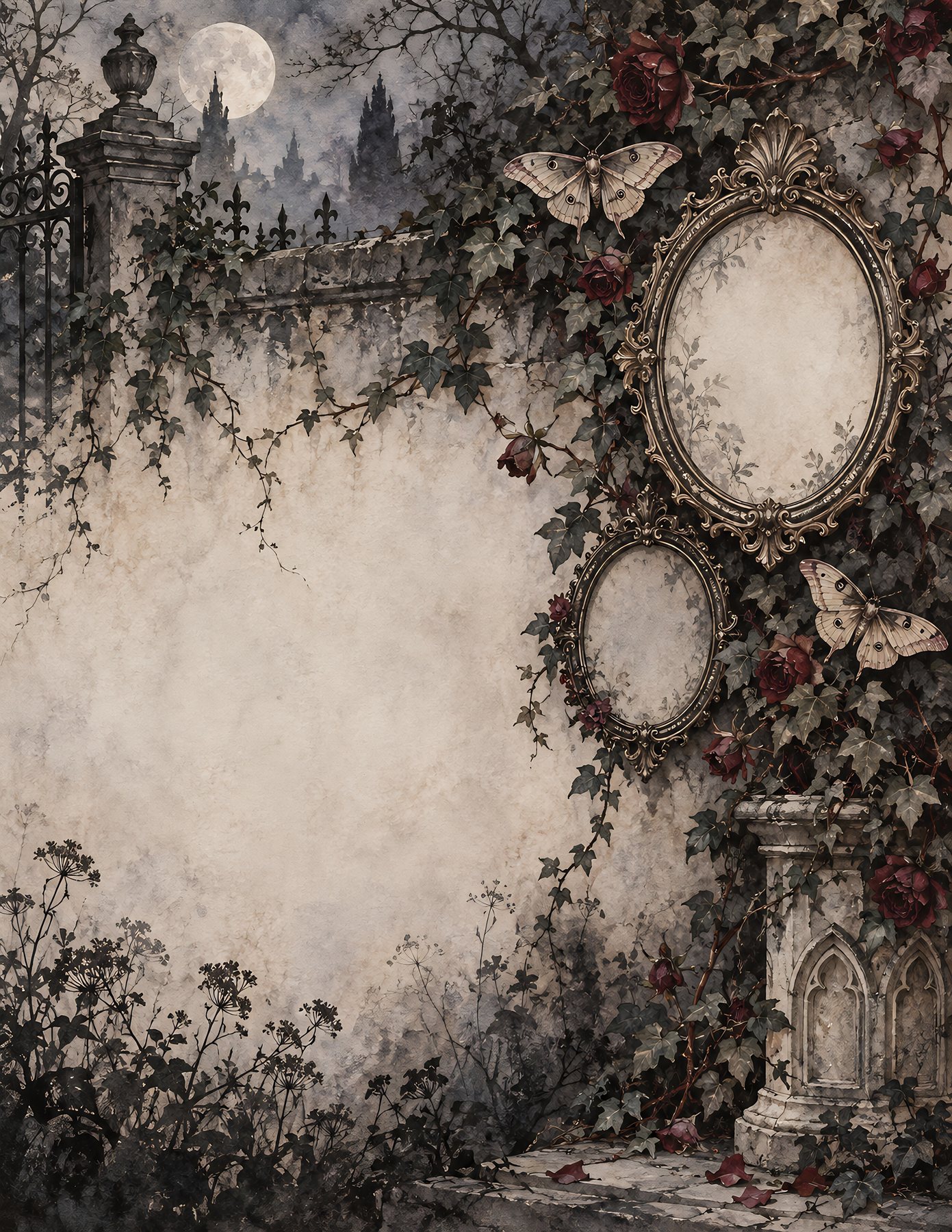 Digital Victorian Ghost Garden Halloween preview 4