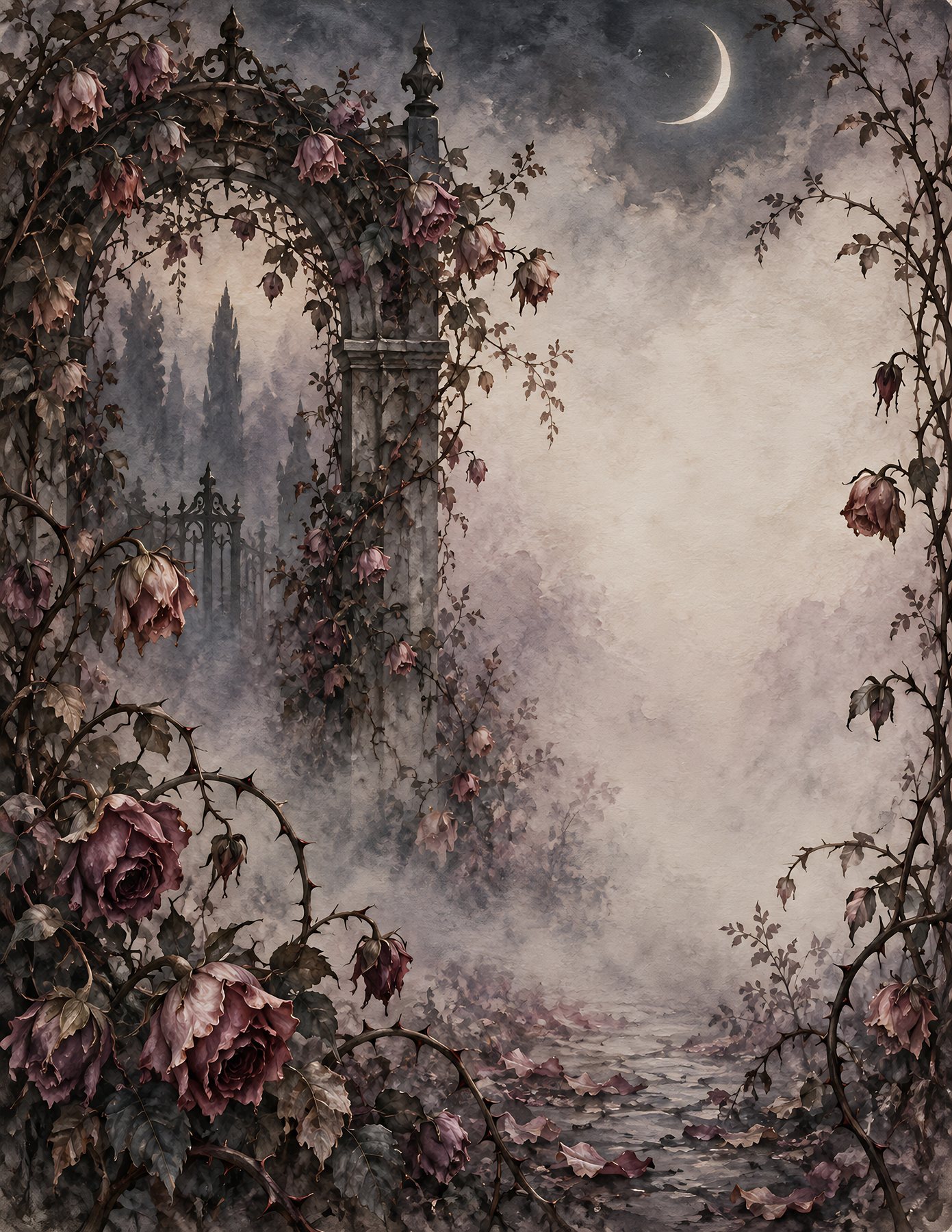 Digital Victorian Ghost Garden Halloween preview 6