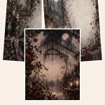 Free Digital Victorian Ghost Garden Halloween – 3 Printable Scrapbook Paper Samples preview