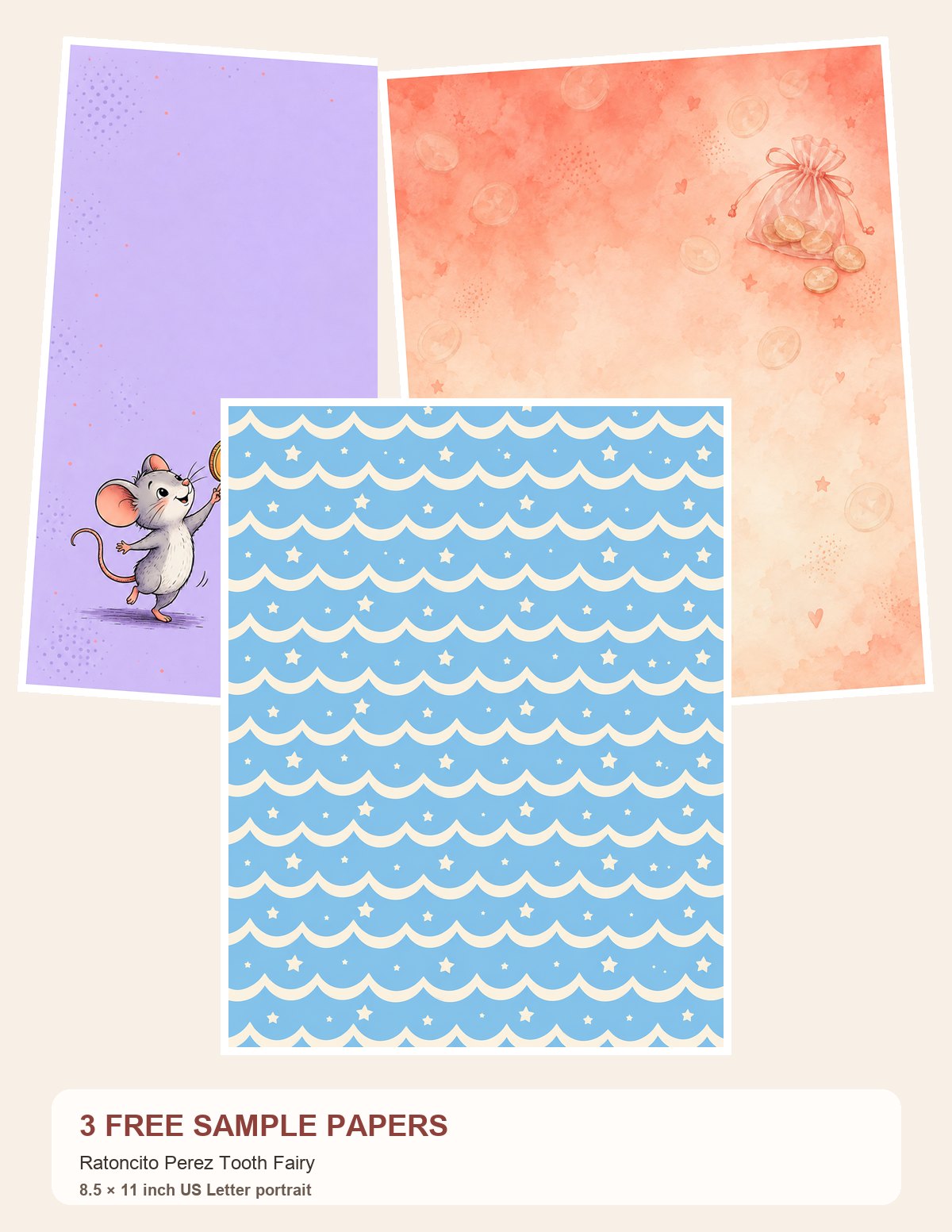 Free Ratoncito Perez Tooth Fairy – 3 US Letter Paper Samples