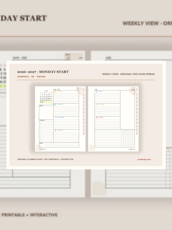 Academic Planners 2026–2027 in 8 Languages | ScrapBujo visual story illustration