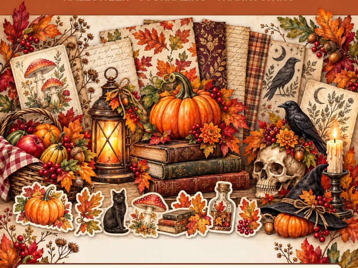 Autumn Harvest & Halloween Studio Pack | 4 Scrapbook Collections