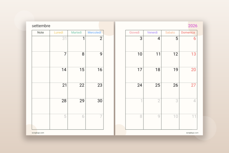 Planner mensile gratis di settembre 2026 · Italiano · insegnanti