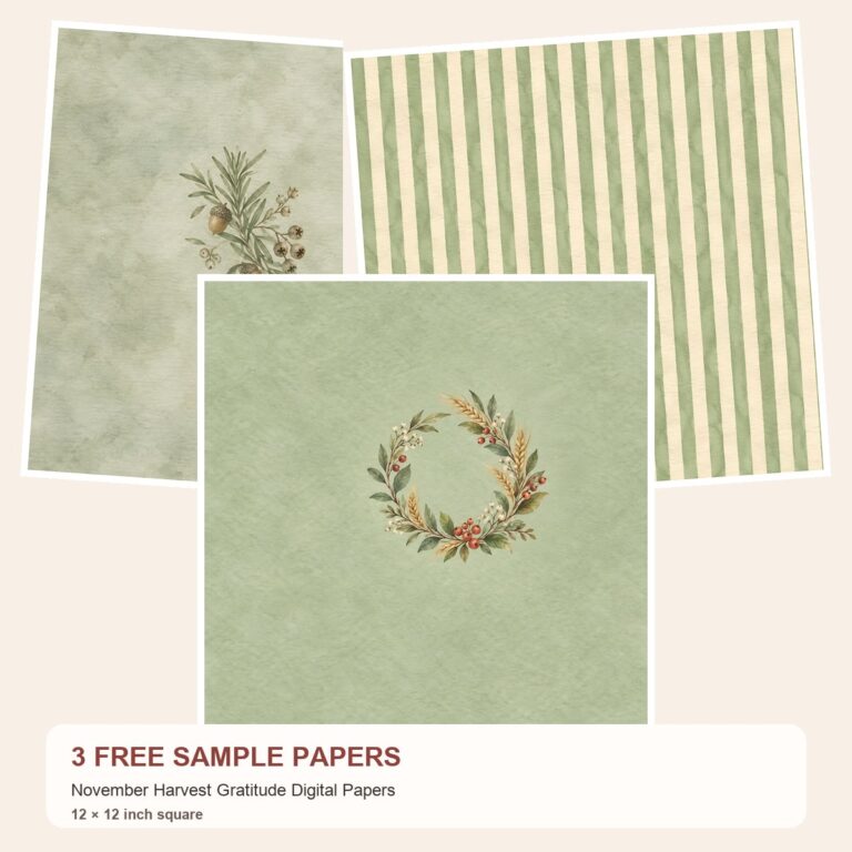 Free November Harvest Gratitude Digital – 3 Printable Paper Samples preview