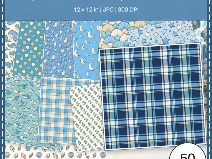 Baby Blue Comic Nursery Digital Papers