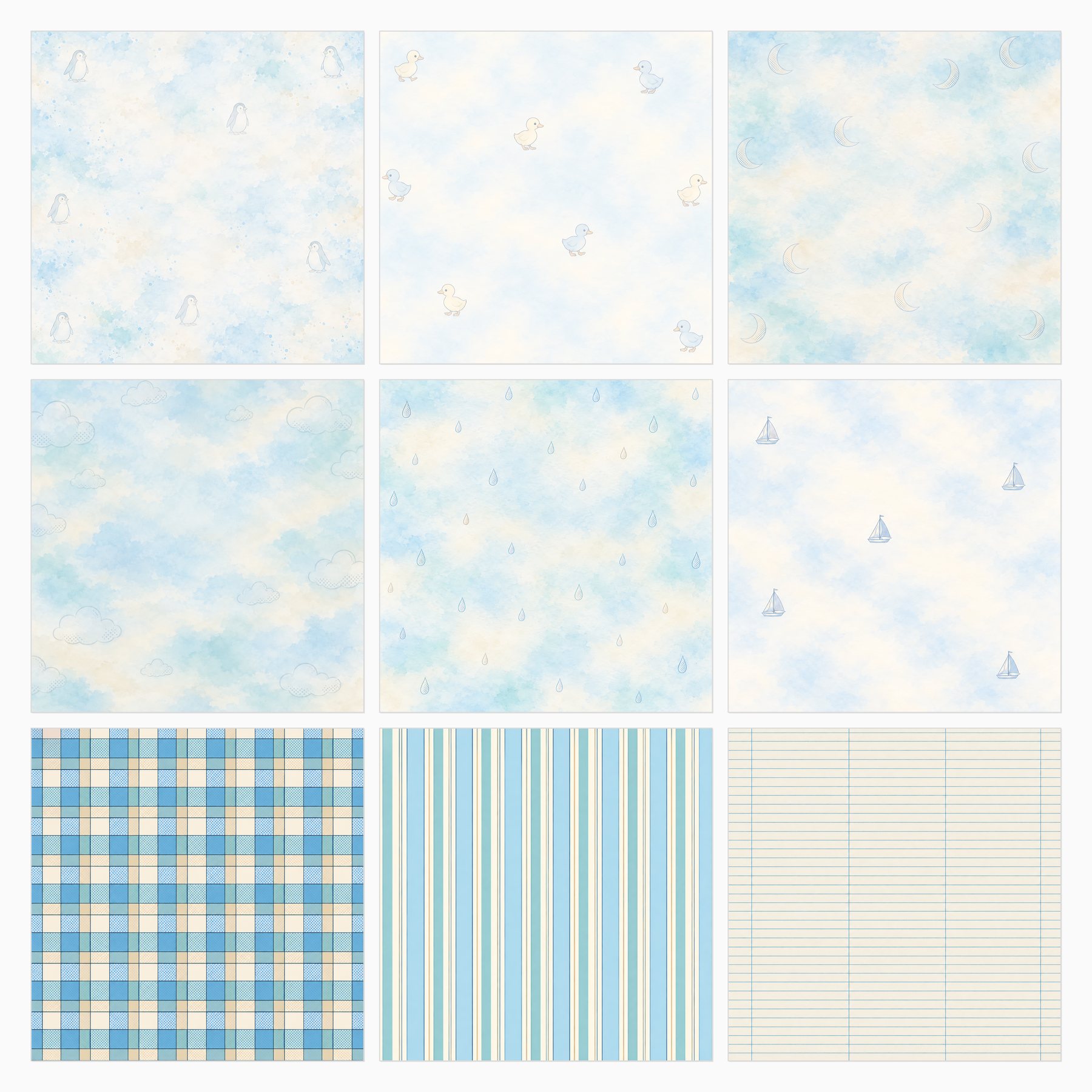 Baby Blue Comic Nursery Digital Papers preview 4