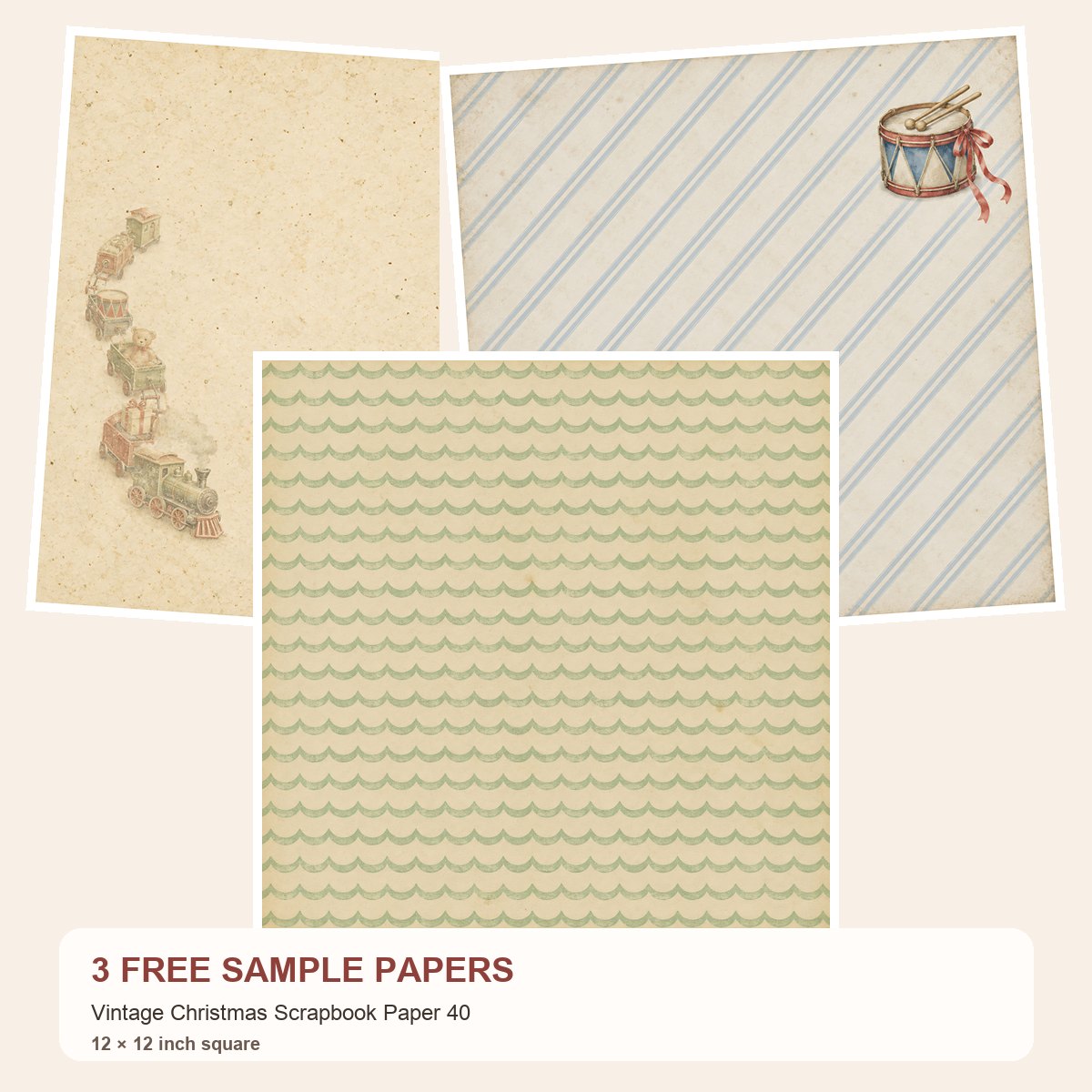 Free Vintage Christmas Scrapbook Paper 40 – 3 Printable Scrapbook Paper Samples