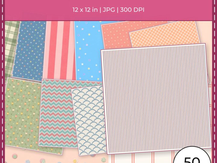 50 Birthday Digital Papers 12X12