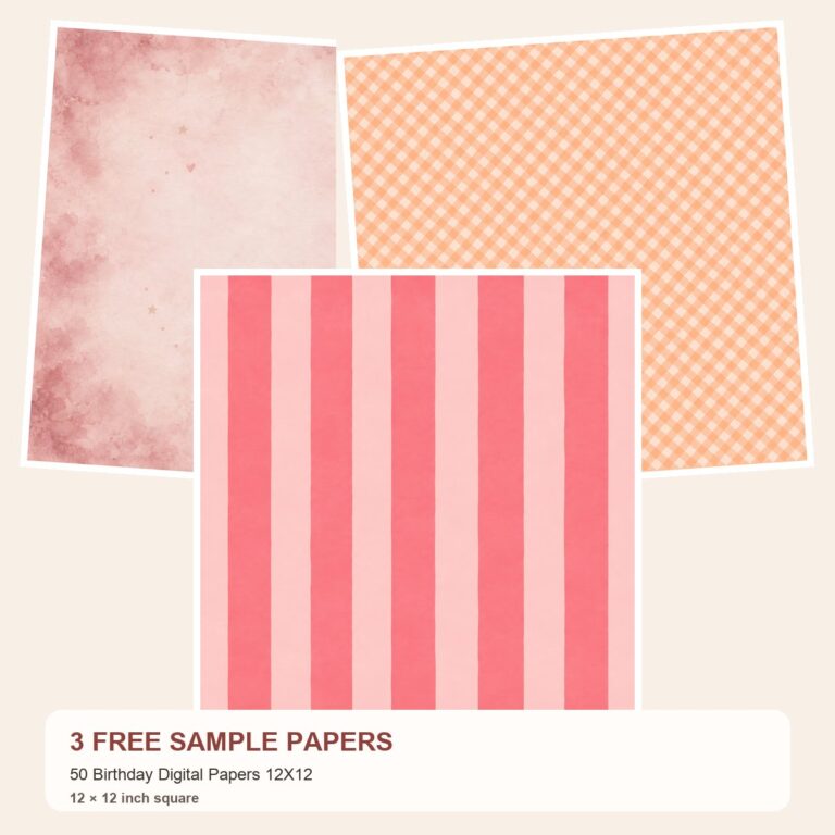 Free 50 Birthday Digital Papers 12X12 – 3 Printable Scrapbook Paper Samples preview