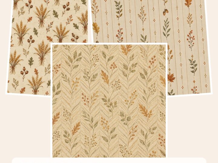 Free Harvest Ledger Autumn Digital Scrapbook – 3 Printable Scrapbook Paper Samples