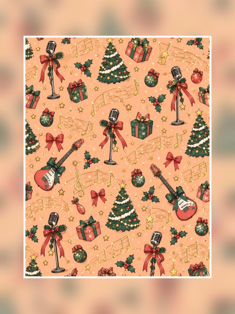 K-pop Christmas Digital Paper and Clipart poster portrait