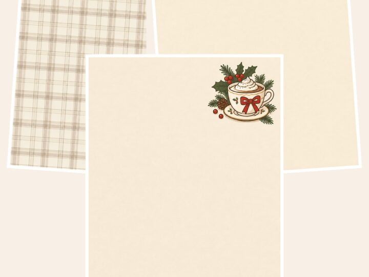 Free Cozy Christmas Cottagecore Digital Paper – 3 US Letter Paper Samples
