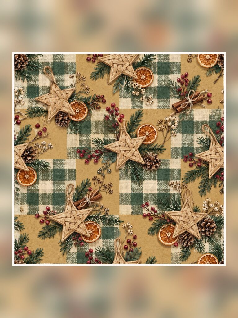 Woven Star Christmas Digital Scrapbook Paper poster portrait