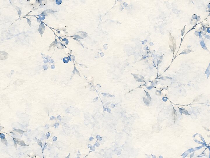 Blue Porcelain Christmas Scrapbook Paper — 40 Designs, 80 JPG Files