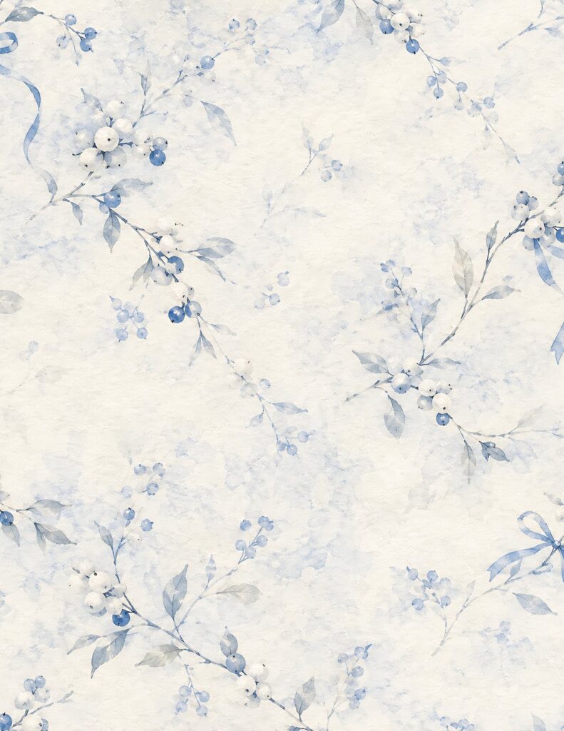 Blue Porcelain Christmas Scrapbook Paper — 40 Designs, 80 JPG Files