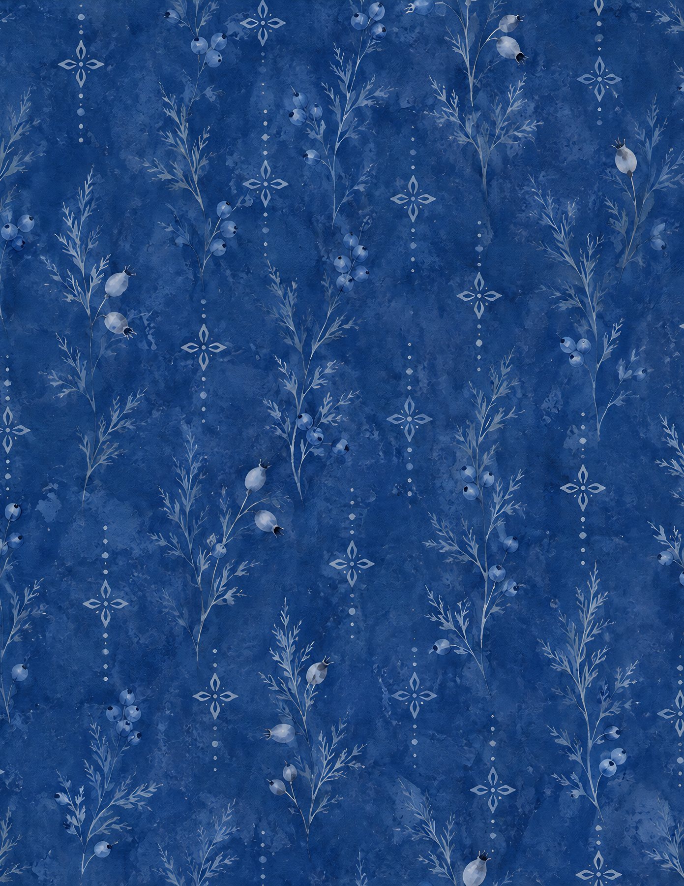 Blue Porcelain Christmas Scrapbook Paper — 40 Designs, 80 JPG Files preview 3