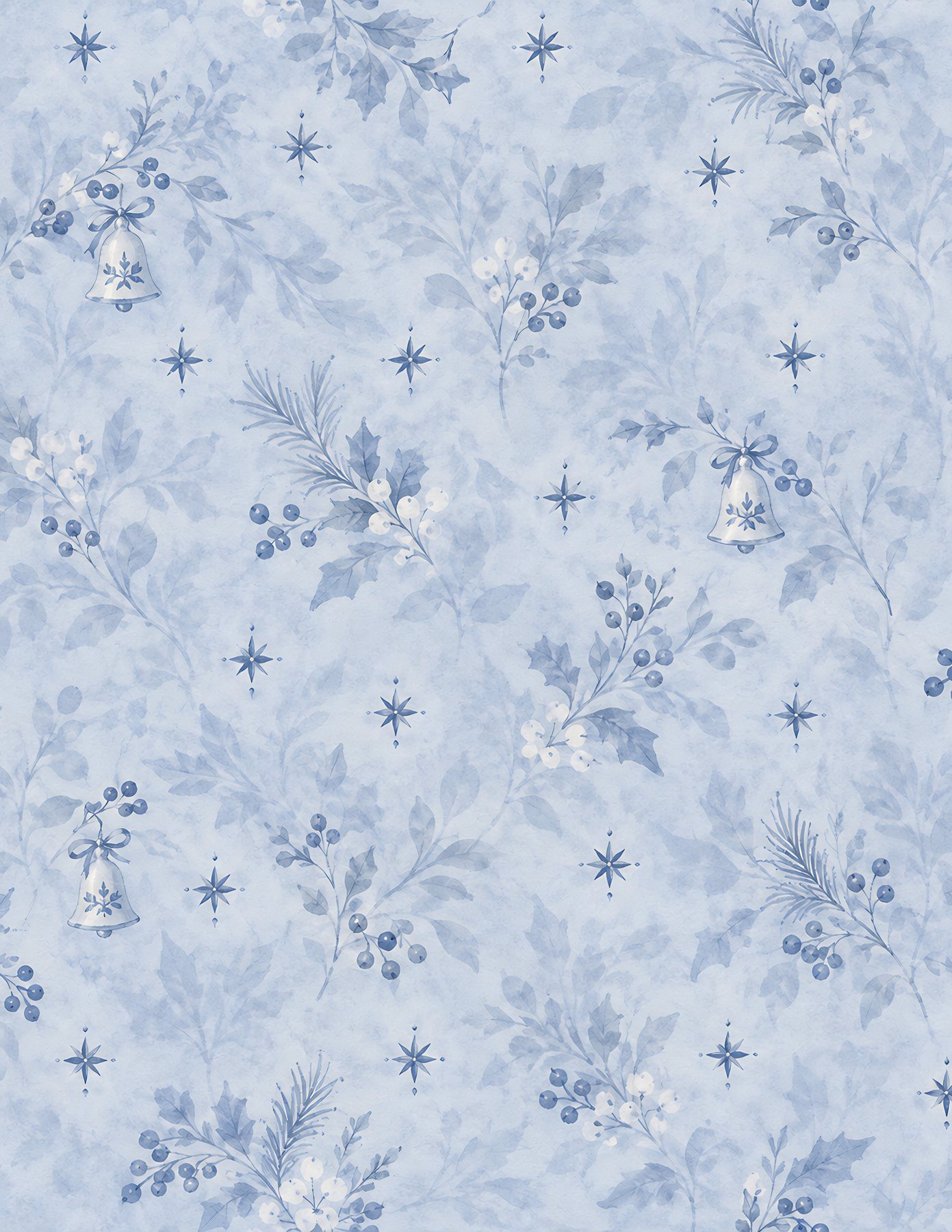 Blue Porcelain Christmas Scrapbook Paper — 40 Designs, 80 JPG Files preview 5