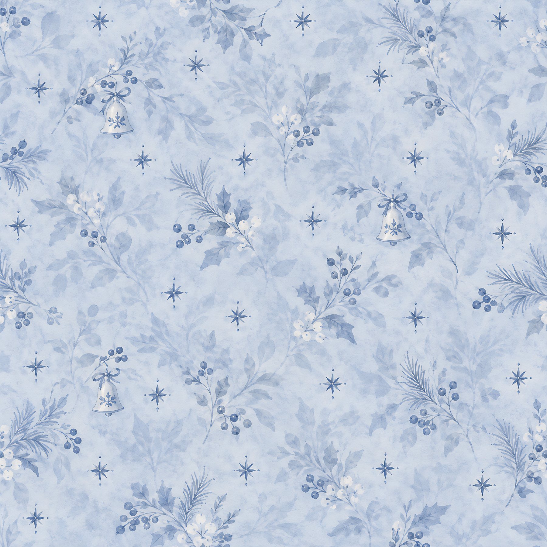 Blue Porcelain Christmas Scrapbook Paper — 40 Designs, 80 JPG Files preview 6
