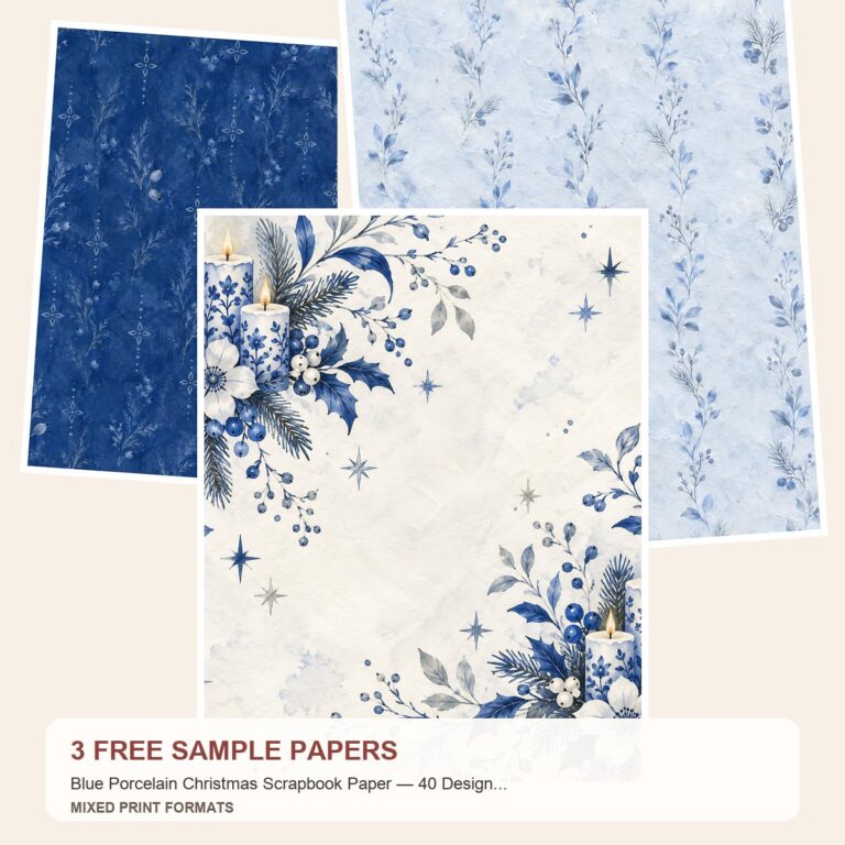 Free Blue Porcelain Christmas Scrapbook Paper Samples preview