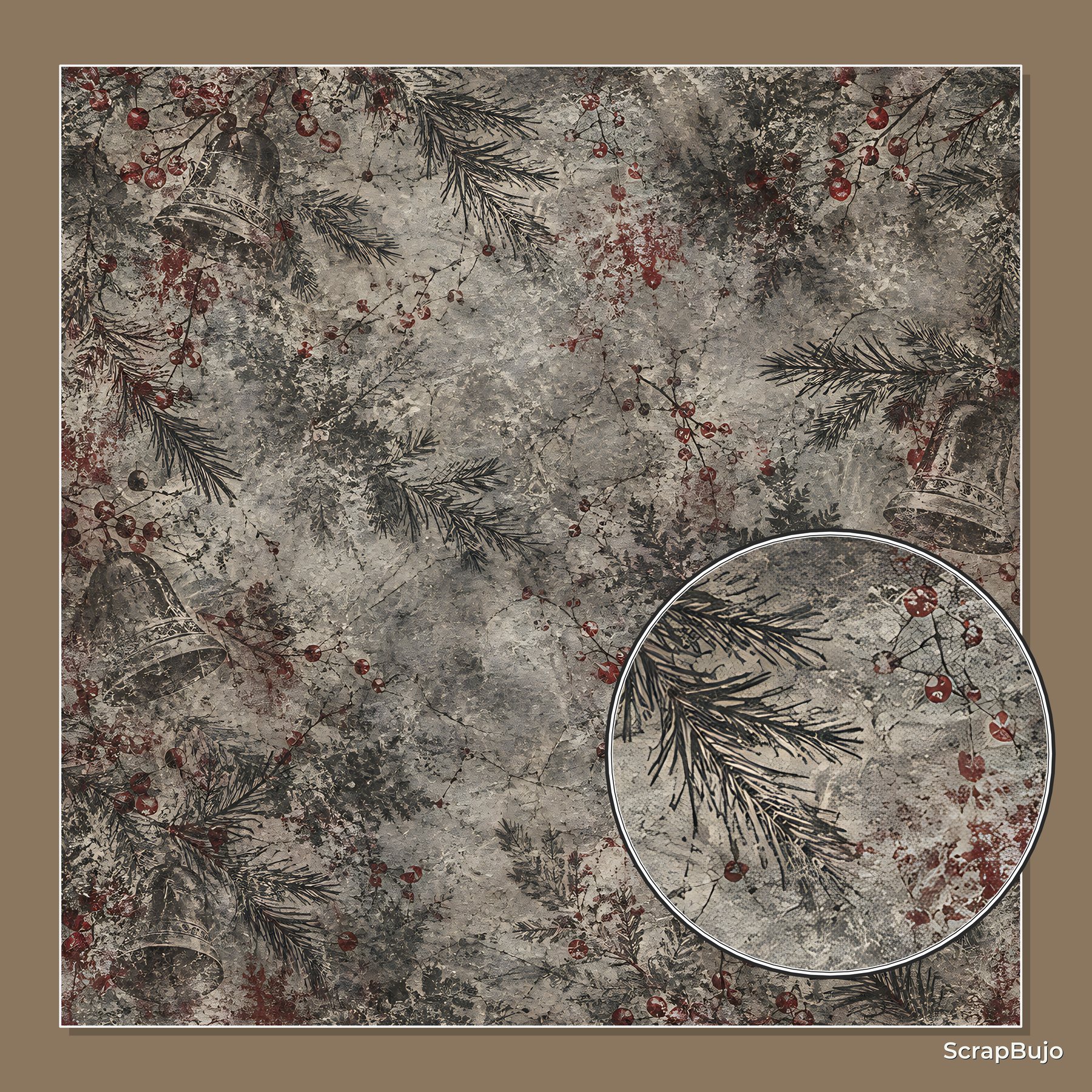 Frosted Tin Bells Christmas — 40 Grunge Scrapbook Papers preview 5