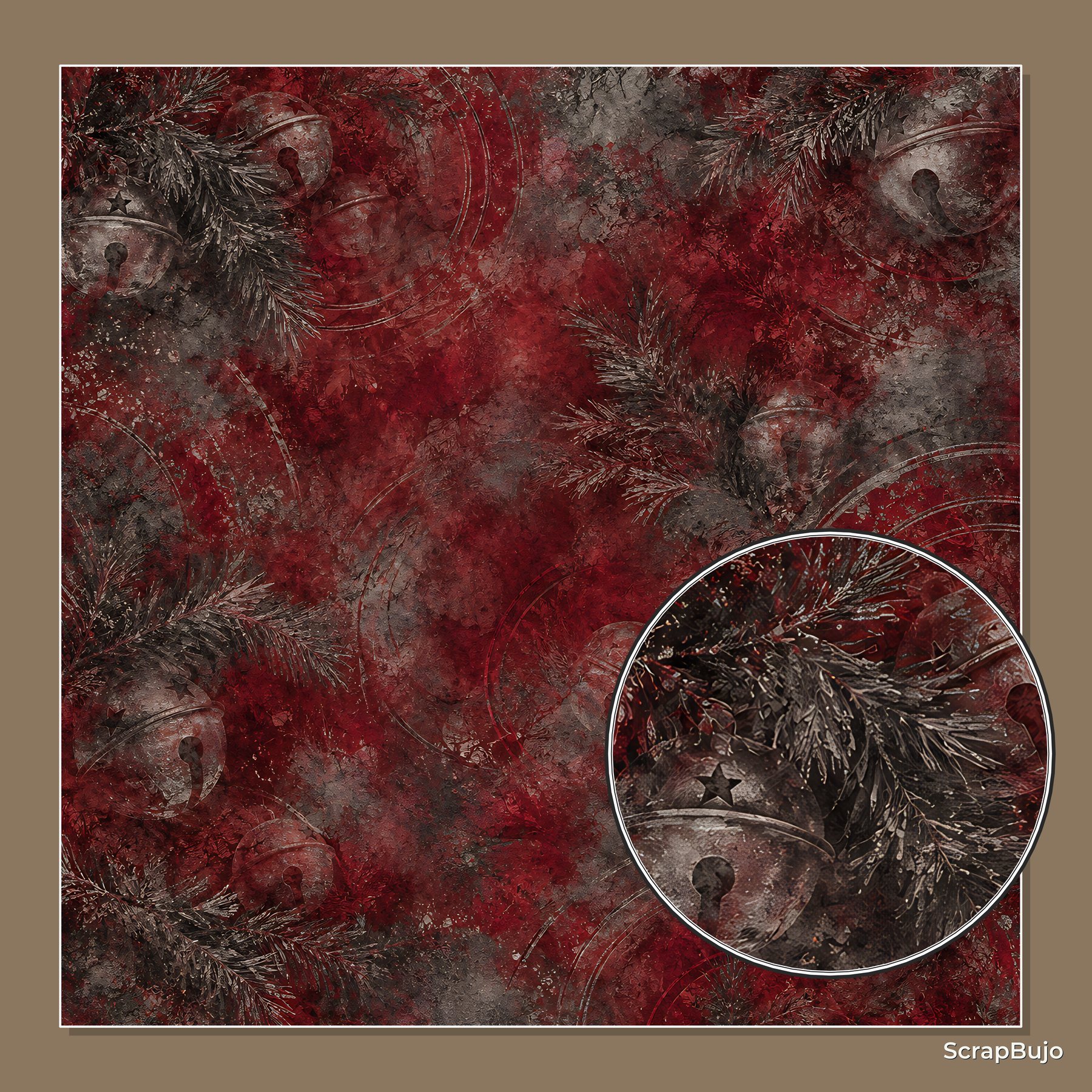 Frosted Tin Bells Christmas — 40 Grunge Scrapbook Papers preview 6