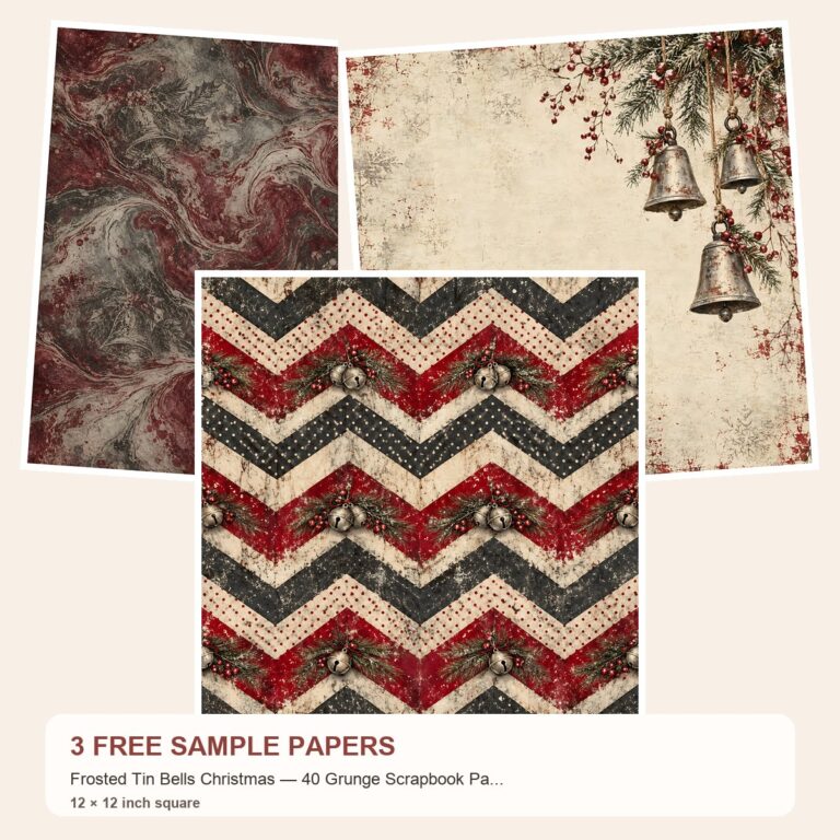 Free Frosted Tin Bells Christmas — 3 Printable Paper Samples preview