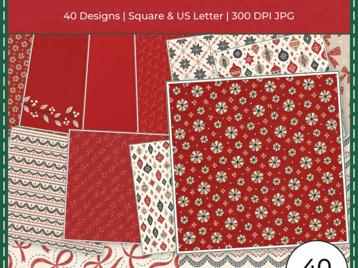 Nordic Linen Christmas Scrapbook Paper