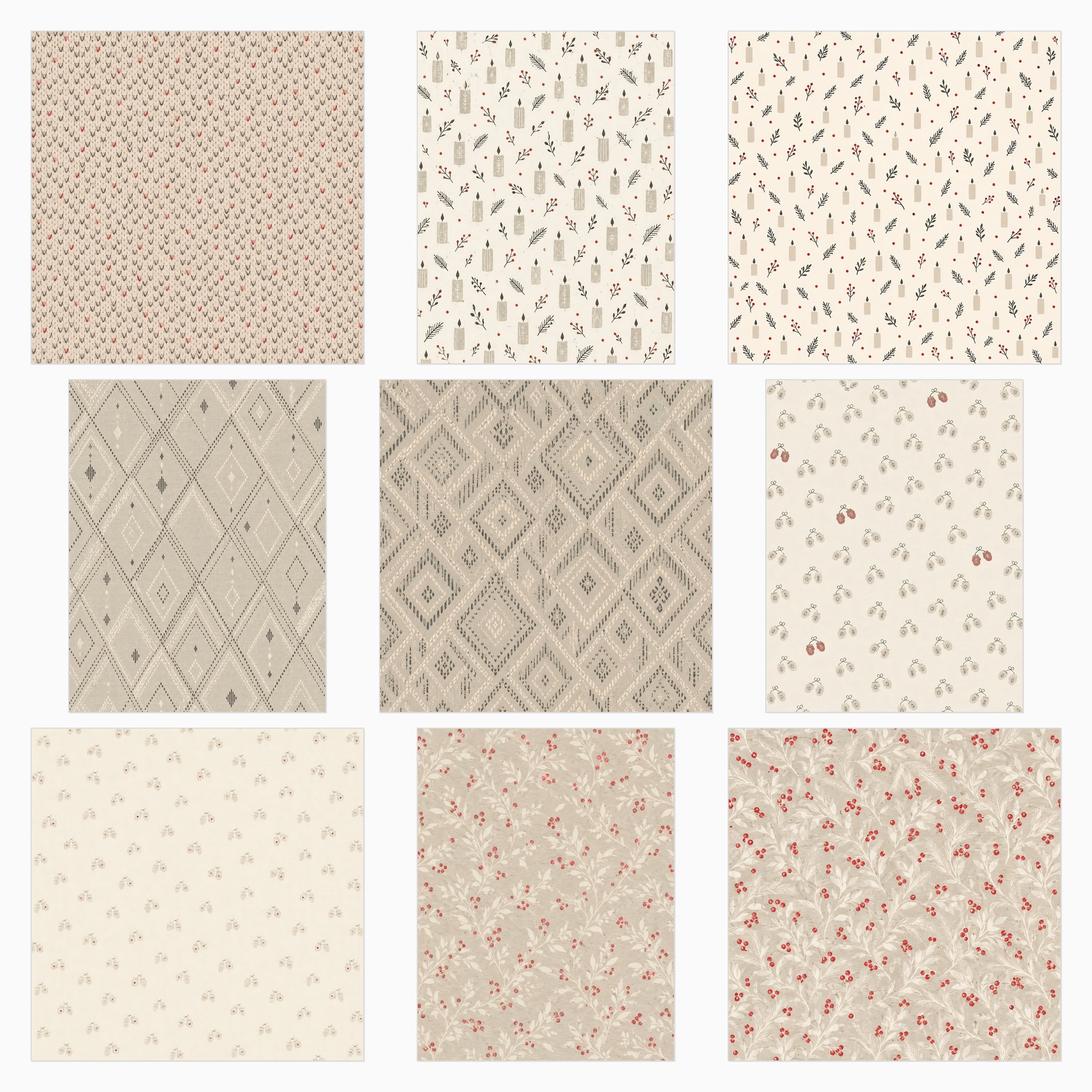 Nordic Linen Christmas Scrapbook Paper preview 3