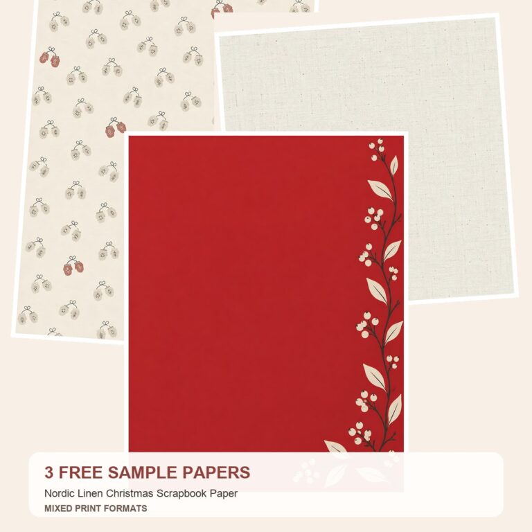 Free Nordic Linen Christmas Scrapbook Paper – 3 Printable Scrapbook Paper Samples preview