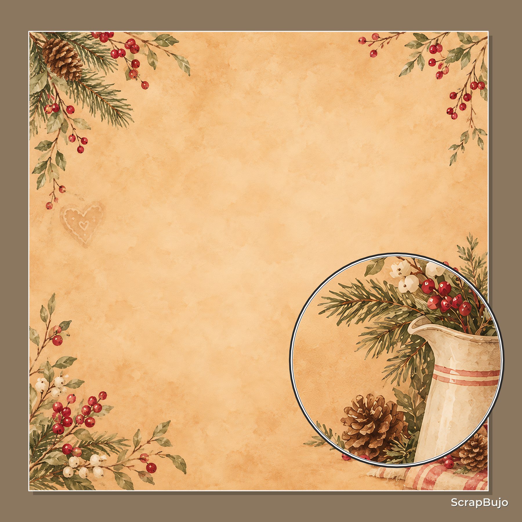 Gingerbread Pantry Christmas Digital Scrapbook Paper, 40 Cottagecore 12×12 JPG Sheets preview 6