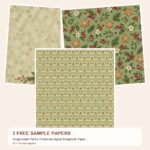 Free Gingerbread Pantry Christmas Digital Scrapbook Paper, 40 Cottagecore 12x12 JPG Sheets – 3 Printable Scrapbook Paper Samples preview