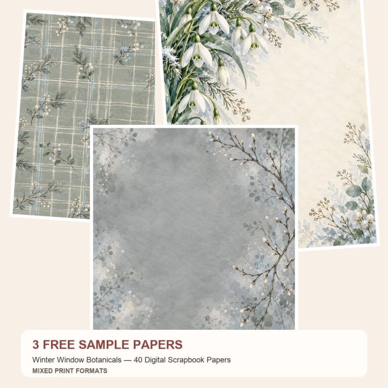 Free Winter Window Botanicals — 3 Printable Paper Samples preview