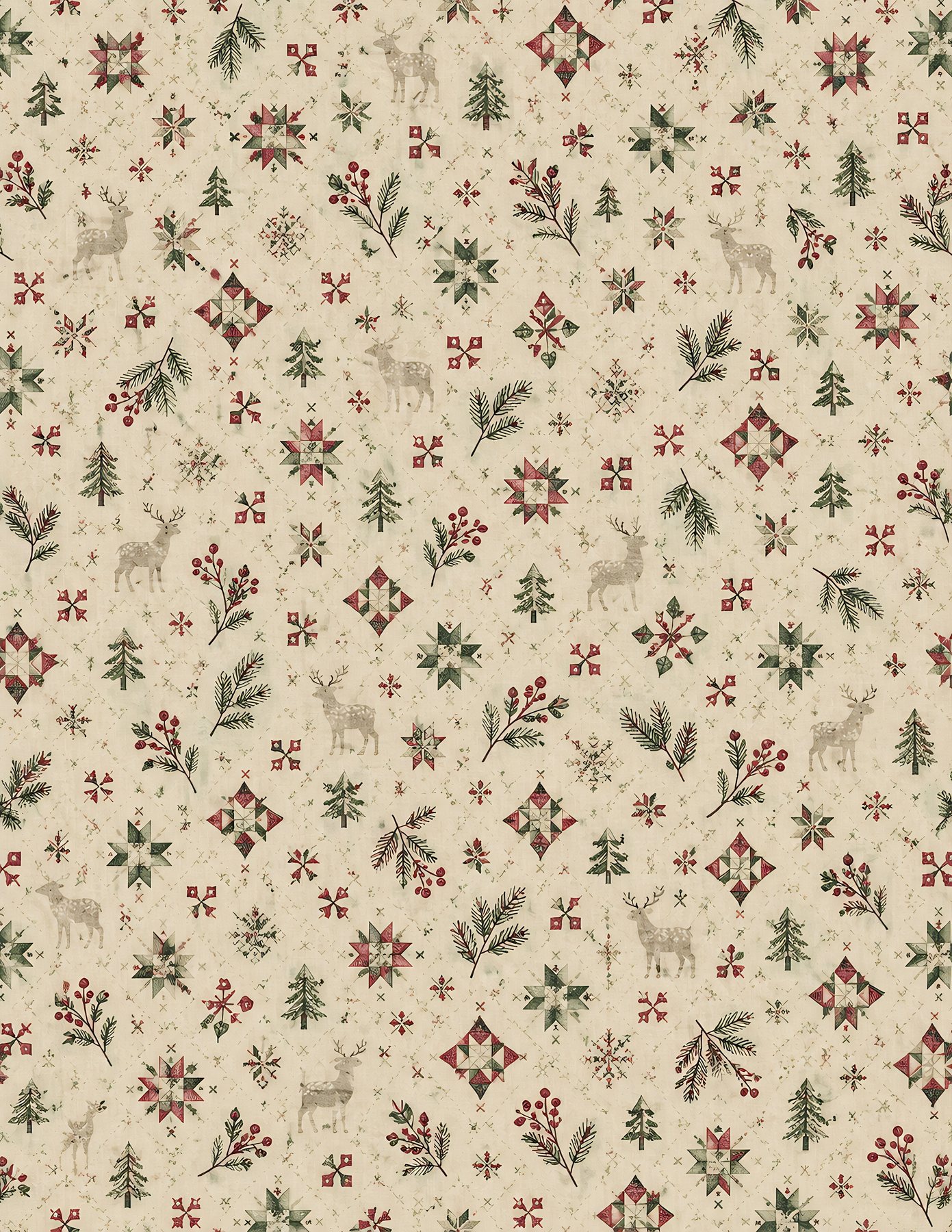 Woodland Christmas Digital Paper Quilt preview 3