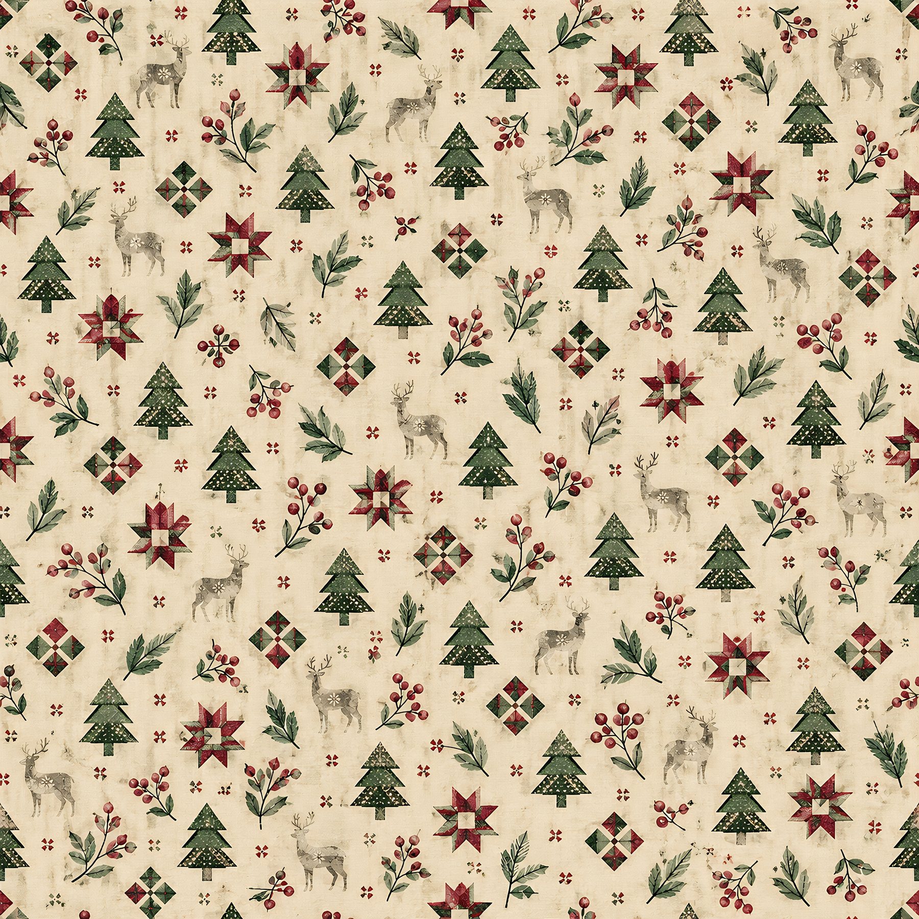 Woodland Christmas Digital Paper Quilt preview 4