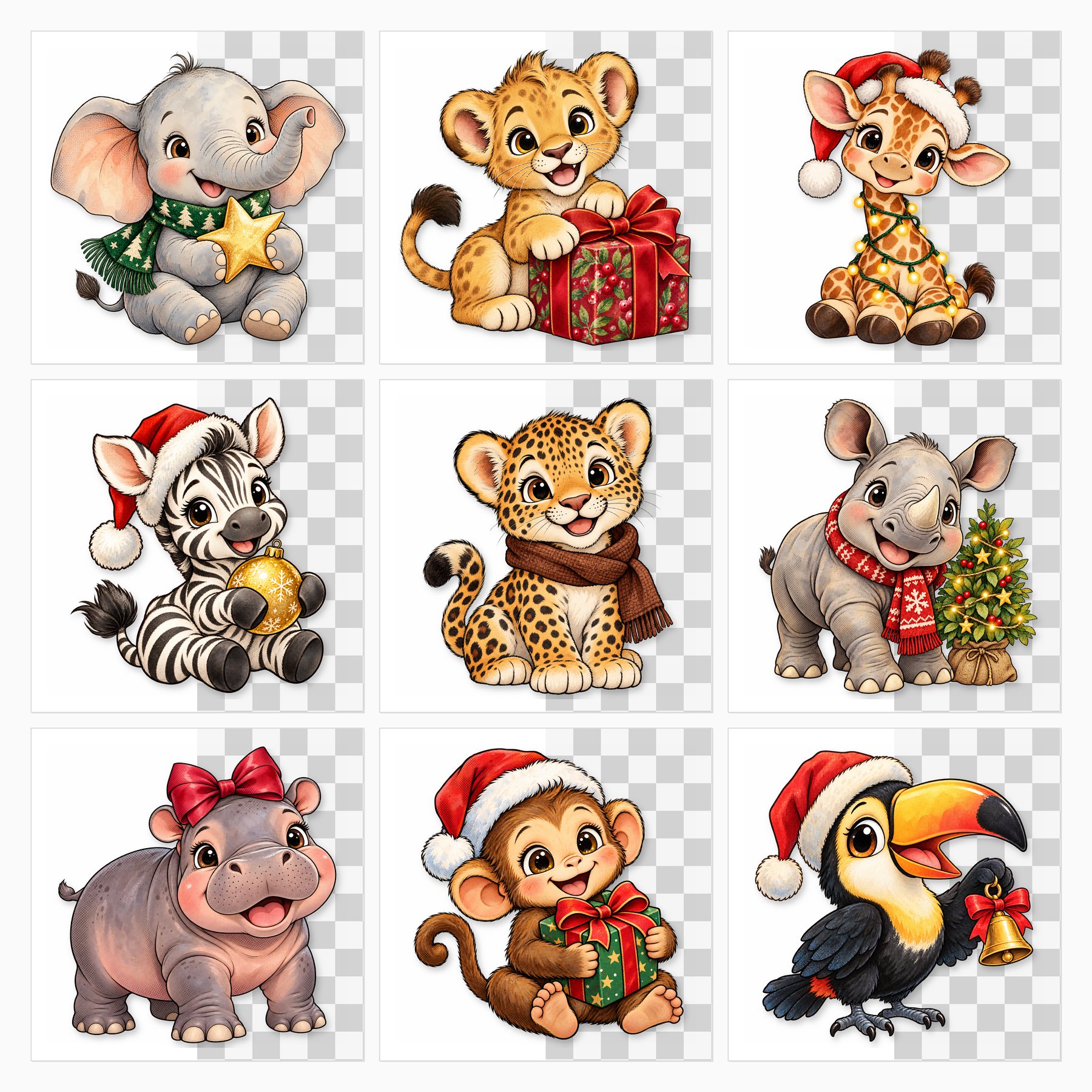 Baby’s First Christmas Safari Scrapbook Kit: 80 Papers, 24 PNG Clipart, 8 Die-Cut Sheets preview 2