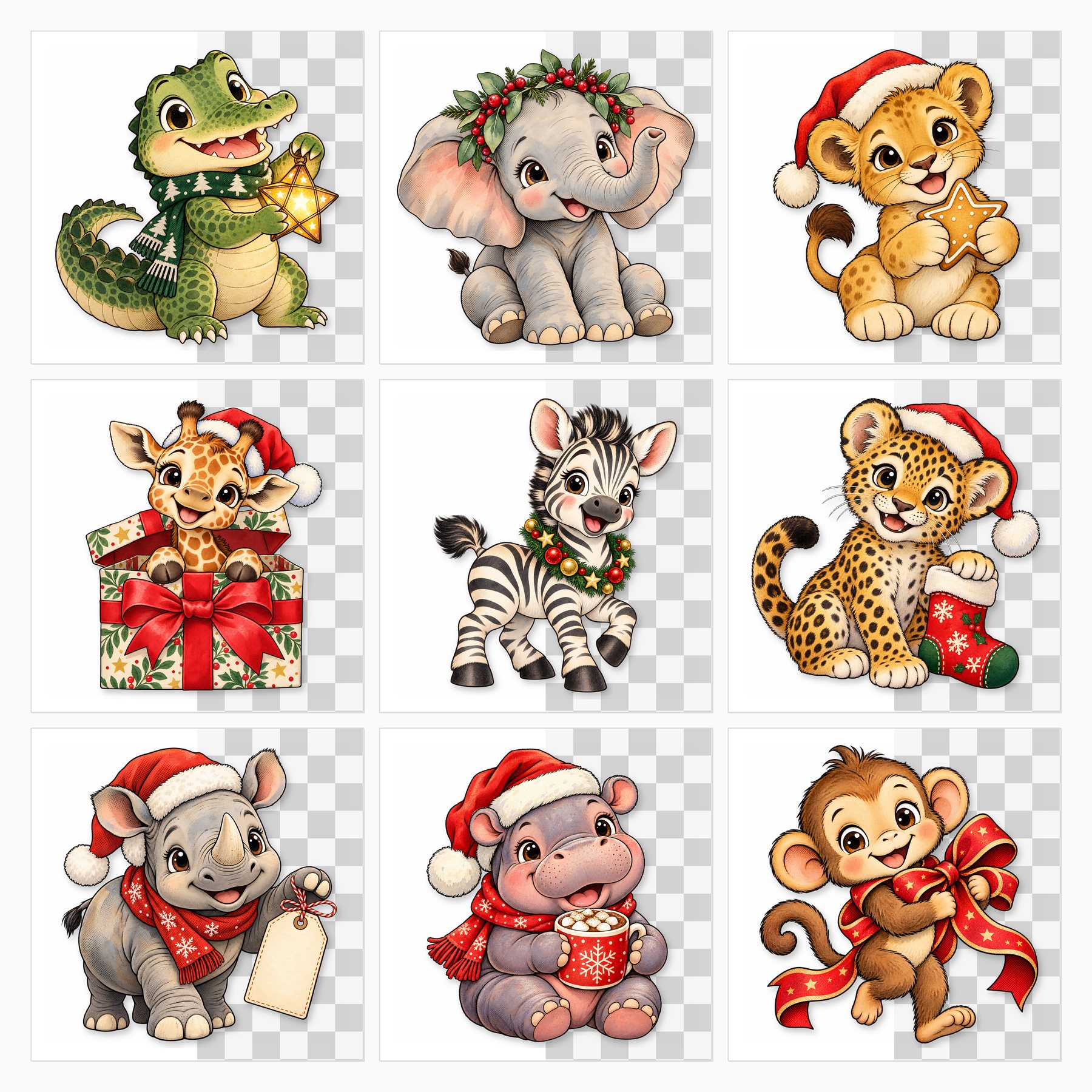 Baby’s First Christmas Safari Scrapbook Kit: 80 Papers, 24 PNG Clipart, 8 Die-Cut Sheets preview 3