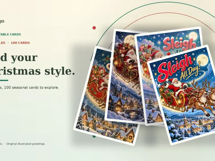 100 Free Printable Christmas Cards in Four Styles
